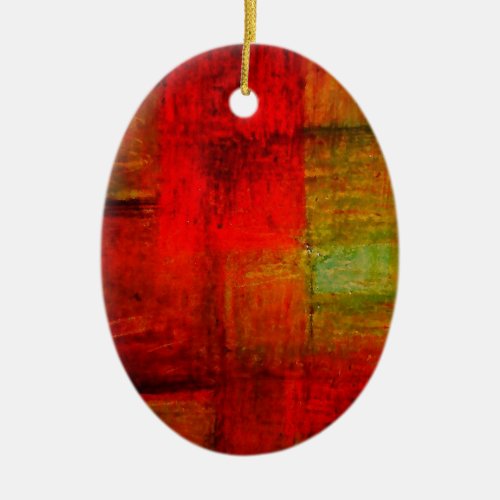 Red Green Browny Yellow Abstract Art Ceramic Ornament