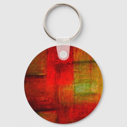 Red Green Browny Yellow Abstract Art Keychain