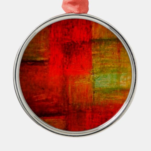 Red Green Browny Yellow Abstract Art Metal Ornament