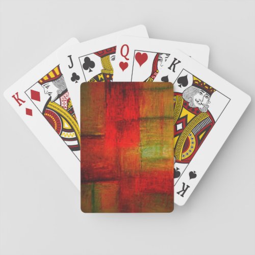 Red Green Browny Yellow Abstract Art Playing Cards