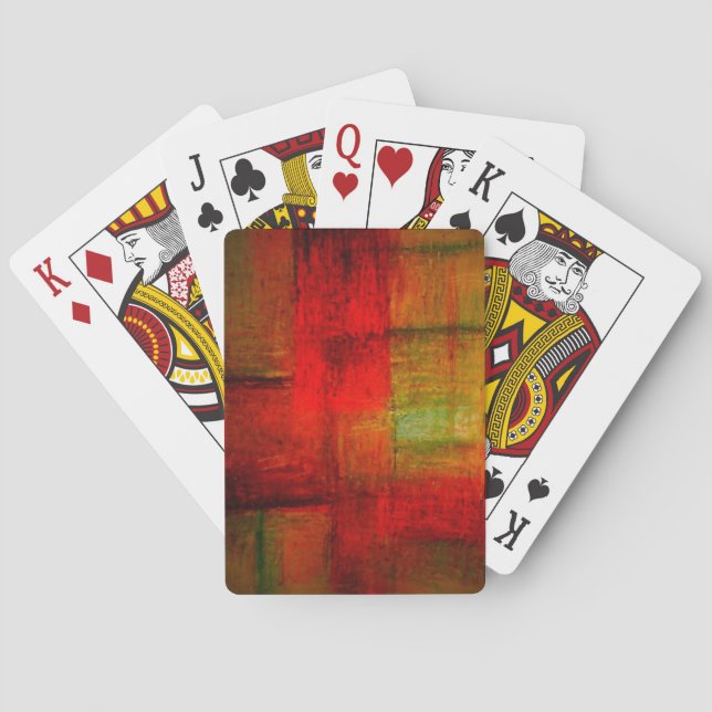 Red Green Browny Yellow Abstract Art Poker Cards (Back)