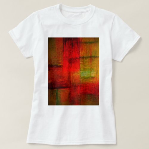 Red Green Browny Yellow Abstract Art T_Shirt