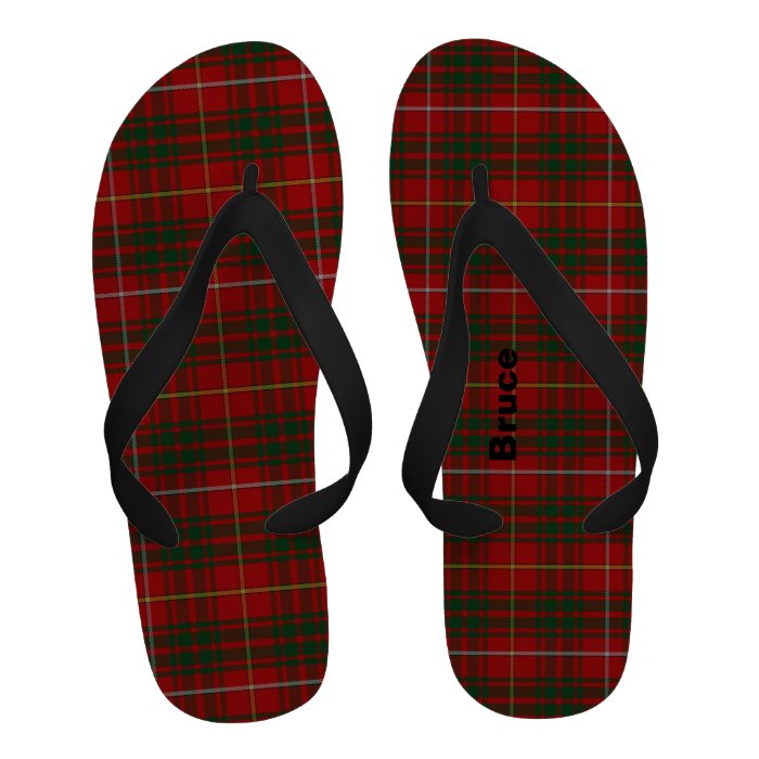 Red & Green Bruce Clan Tartan Plaid Flip Flops