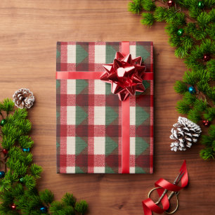 Red Green Buffalo Plaid Christmas Wrapping Paper