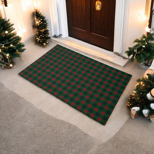 Red Green Buffalo Plaid Holiday Doormat (Creator Uploaded)
