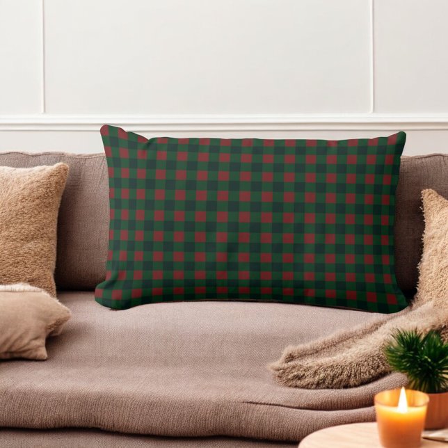 Red Green Buffalo Plaid Holiday Lumbar Pillow (Creator Uploaded)
