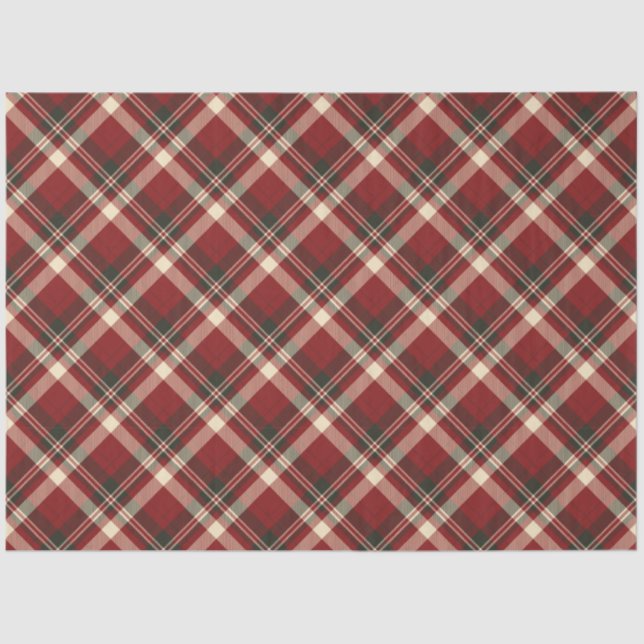 Red Green Buffalo Plaid Pattern Christmas Tissue Paper (Front)