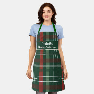 Red Green Buffalo Plaid Personalized Christmas  Apron