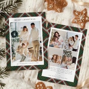 Red Green Buffalo Plaid Photo collage Christmas Holiday Card