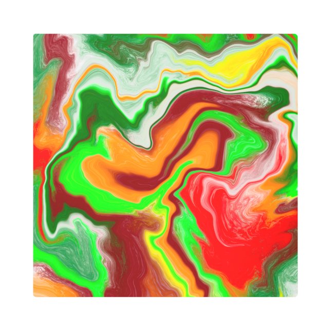 Red, Green, Burgundy Colorful Marble Fluid Art   (Front)