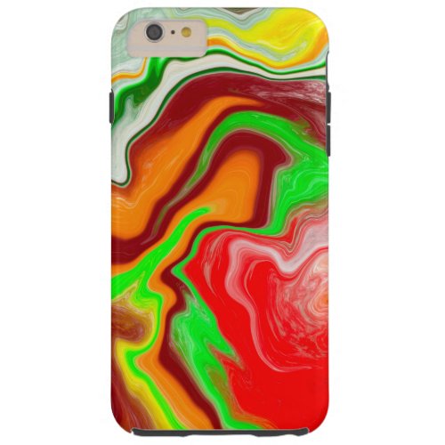 Red Green Burgundy Colorful Marble Fluid Art    Tough iPhone 6 Plus Case