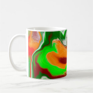 Red, Green, Burgundy Colorful Marble Fluid Art Coffee Mug