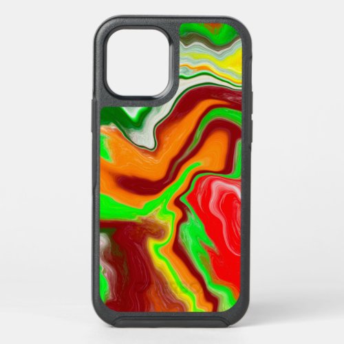 Red Green Burgundy Colorful Marble Fluid Art     OtterBox Symmetry iPhone 12 Pro Case