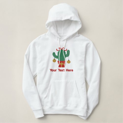 Red Green Cactus Christmas Tree Personalized Embroidered Hoodie