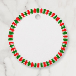 Red Green Candy Cane Border Christmas Vintage Favor Tags