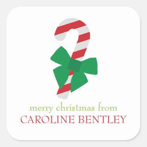 Red  Green Candy Cane Christmas Gift Stickers