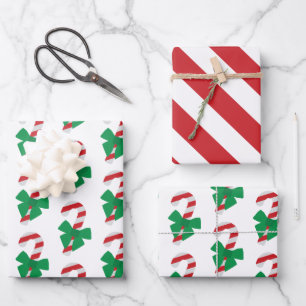 Red & Green Candy Cane Christmas Wrapping Paper