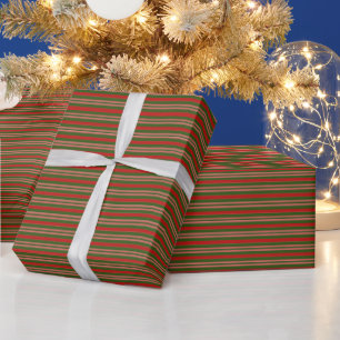 Red & Green Candy Cane Classic, Holiday Stripes Wrapping Paper