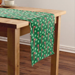 Red Green Candy Cane Peppermint Christmas Holiday Short Table Runner