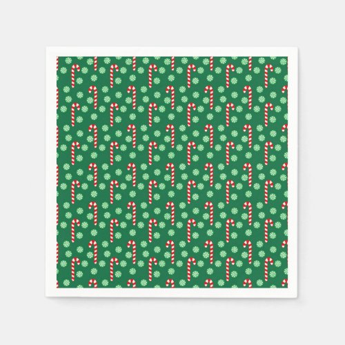 Red Green Candy Cane Peppermint Christmas Napkins