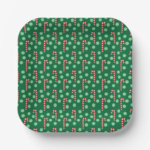 Red Green Candy Cane Peppermint Christmas  Paper Plates