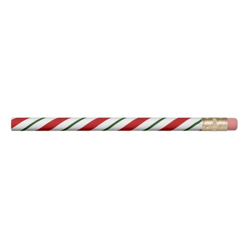 Red  Green Candy Cane Stripes Christmas Pencil