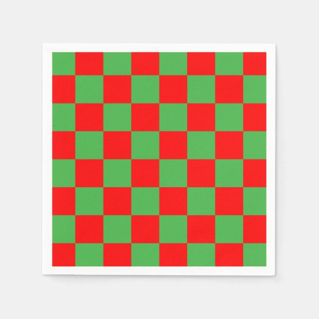Red Green Check Checkered Pattern  Napkins (Front)