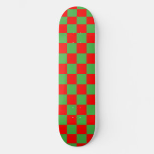 Red Green Check Checkered Pattern Skateboard