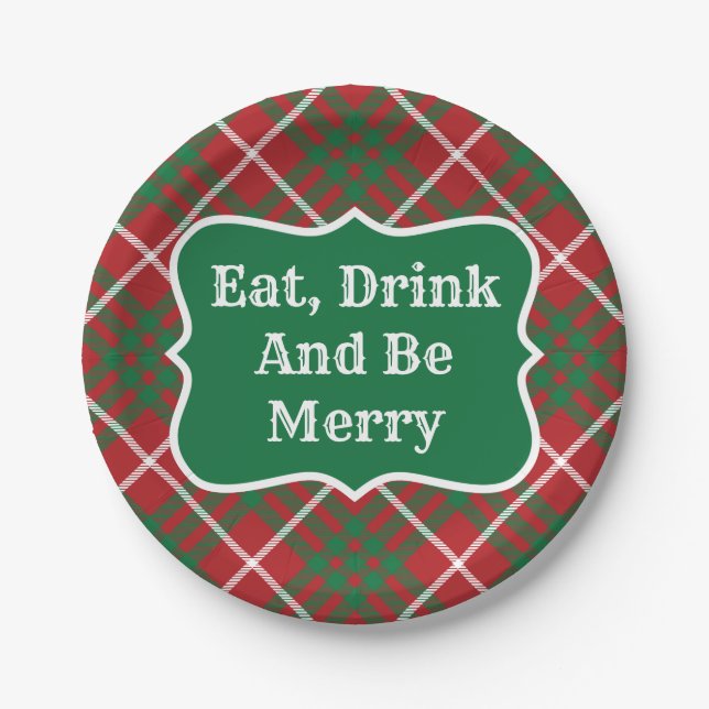 Red & Green Check Paper Plates (Front)