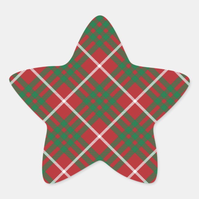 Red & Green Check Star Sticker (Front)