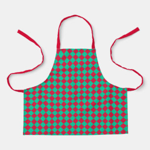 Red Green Checker Diamond Pattern Apron