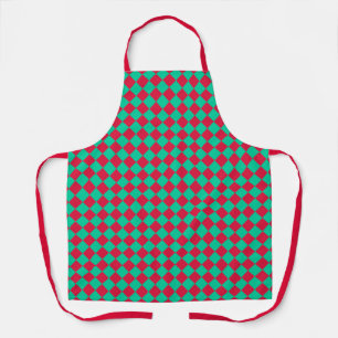 Red Green Checker Diamond Pattern Apron