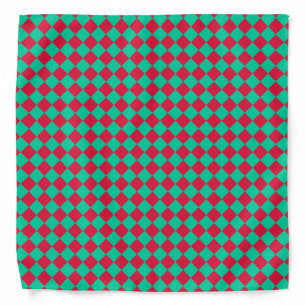 Red Green Checker Diamond Pattern Bandana