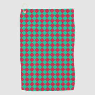 Red Green Checker Diamond Pattern Golf Towel
