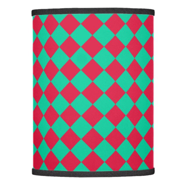 Red Green Checker Diamond Pattern Lamp Shade (Front)