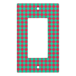 Red Green Checker Diamond Pattern Light Switch Cover