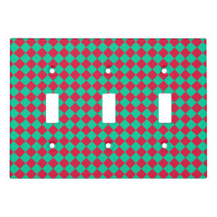 Red Green Checker Diamond Pattern Light Switch Cover