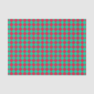 Red Green Checker Diamond Pattern Tissue Paper