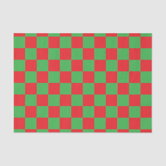 Red Green Checkered Check Design  Tissue Paper (Front)