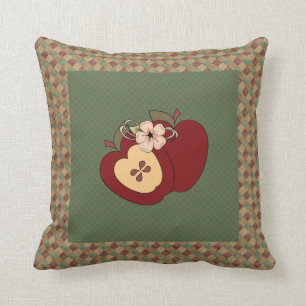 Red Green Checkered Country Apples Pillow