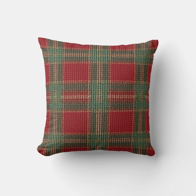 Red Green Checkered Cushion Pillow (Front)