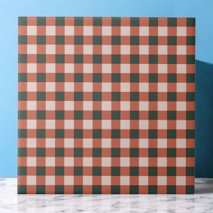 Red & Green Checkered Pattern Retro Minimalist  Ceramic Tile