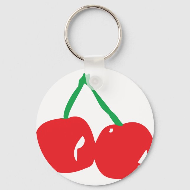 red green cherry illustration keychain (Front)