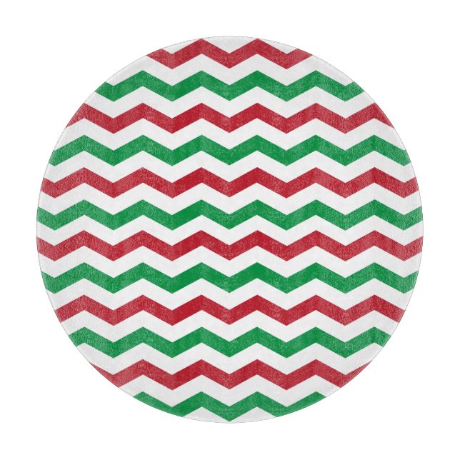 Red & Green Chevron Cutting Board (Front)