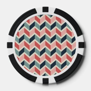 Red Green Chevron Pattern Geometric Designs Color Poker Chips by SharonaCreations at Zazzle