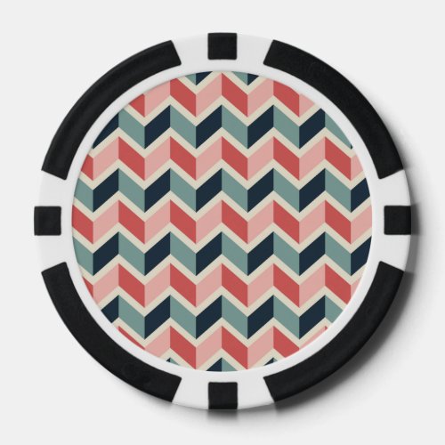 Red Green Chevron Pattern Geometric Designs Color Poker Chips