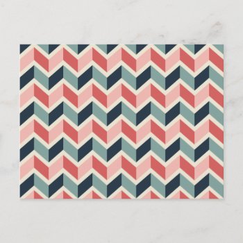 Red Green Chevron Pattern Geometric Designs Color Postcard by SharonaCreations at Zazzle