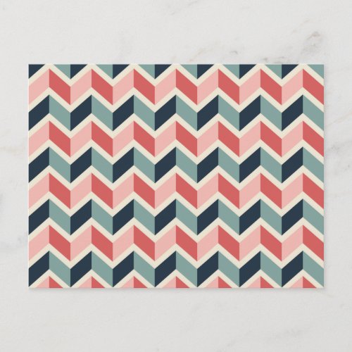 Red Green Chevron Pattern Geometric Designs Color Postcard