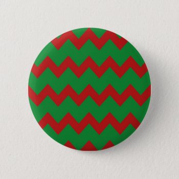 Red Green Chevrons Button by CuteLittleTreasures at Zazzle