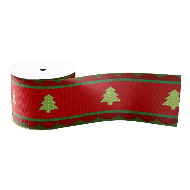 Red Green Christamas Trees Ribbon (Spool)